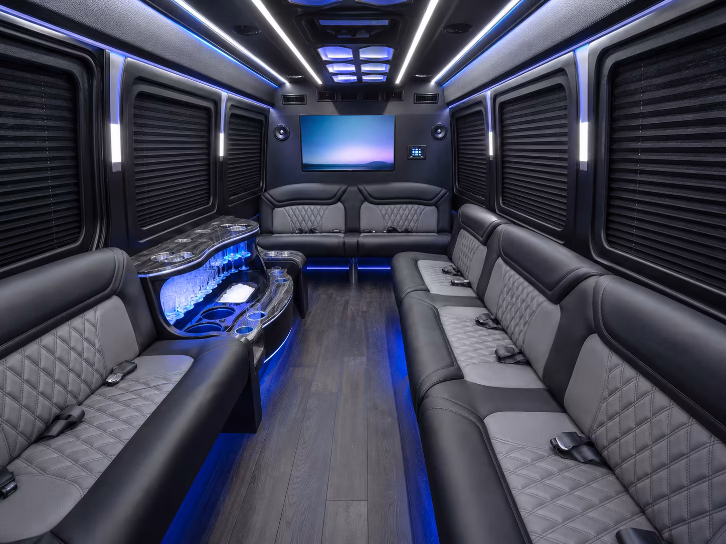 concord 50 passenger party bus inside